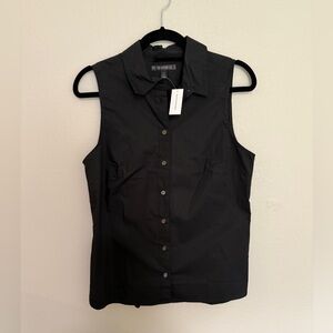 Banana Republic Black Tailored Sleeveless Button-Down Shirt